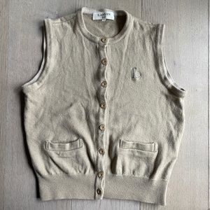 Vintage Lanvin Golf Sweater Vest, M Medium, Womens Tan/Beige Body Warmer Gilet